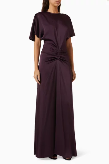 Gathered-waist Gown in Crepe-satin