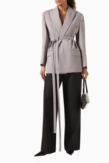 Belted Tailored Blazer in Virgin Wool