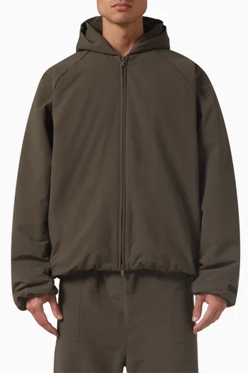 Hooded Bomber Jacket in Military Nylon
