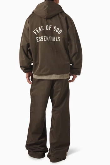Hooded Coaches Jacket in Textured Nylon