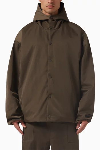 Hooded Coaches Jacket in Textured Nylon