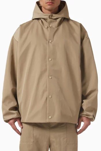Hooded Coaches Jacket in Textured Nylon