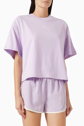 تي شيرت سوبر فاين بشعار الماركة قطن بلون باهت