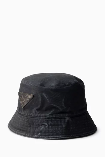 Distressed Bucket Hat in Cotton