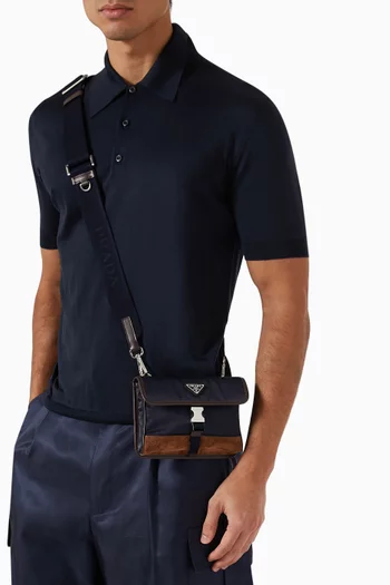 Mini Crossbody Bag in Re-Nylon & Suede