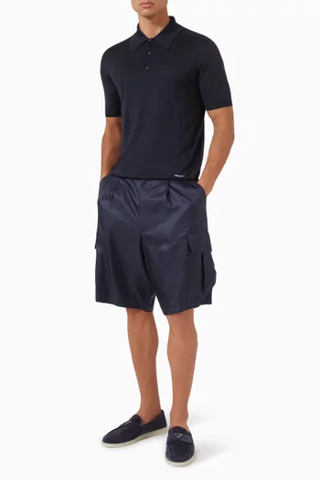 Pleated Cargo Shorts in Washed Silk