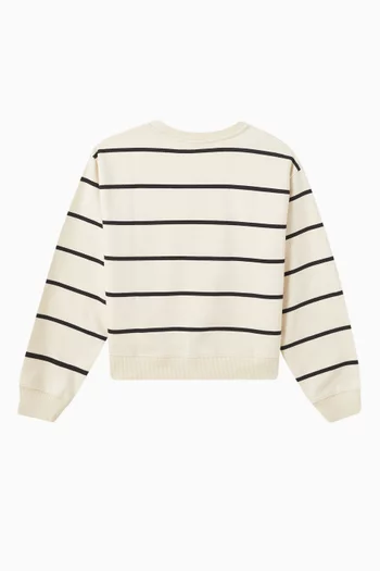 Stripe Boxy Sweatshirt in Stretch Cotton