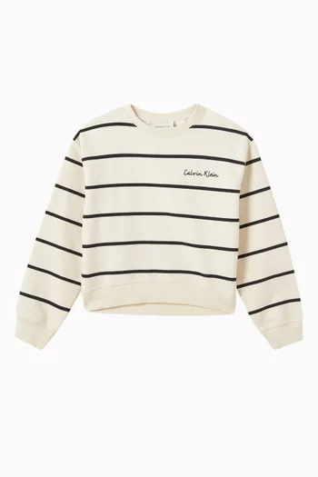 Stripe Boxy Sweatshirt in Stretch Cotton