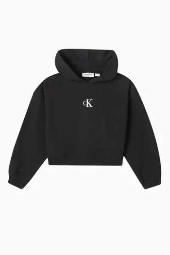 Boxy Logo Hoodie in Cotton-blend