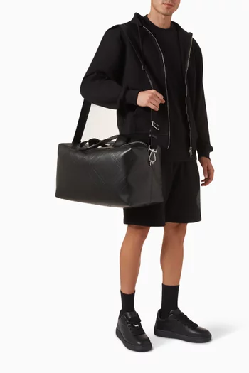 Embossed Check Duffle Bag in Calf Leather