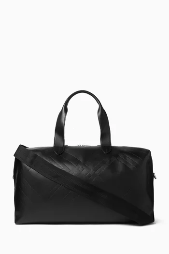 Embossed Check Duffle Bag in Calf Leather