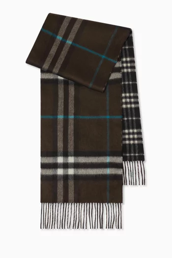 Reversible Check-print Scarf in Cashmere