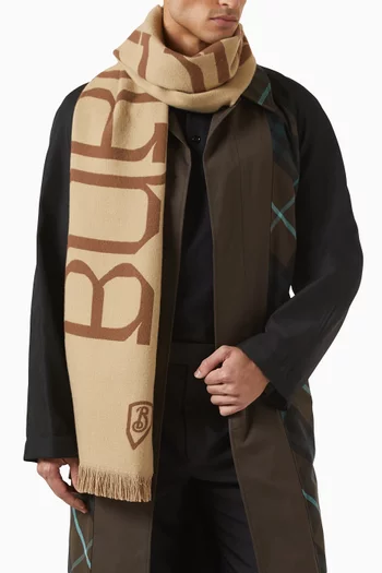 Logo Intarsia Scarf in Wool