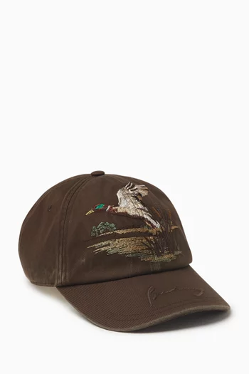 Duck-embroidered Baseball Cap in Cotton-gabardine