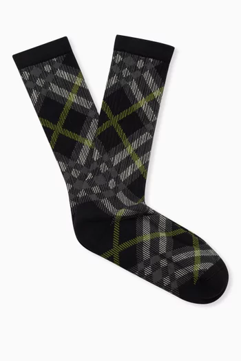 Check Socks in Cotton-blend