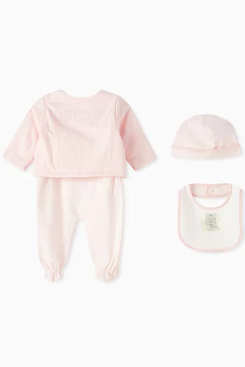 Logo Graphic Sleepsuit, Bib & Beanie Gift Set
