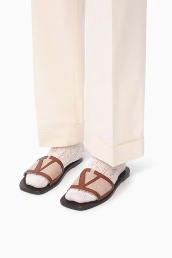 Viva Superstar Slide Sandals in Canvas & Nappa Leather