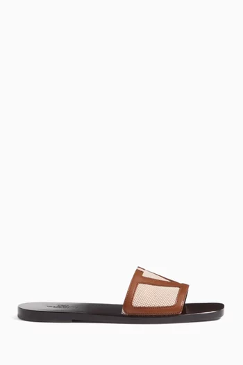 Viva Superstar Slide Sandals in Canvas & Nappa Leather