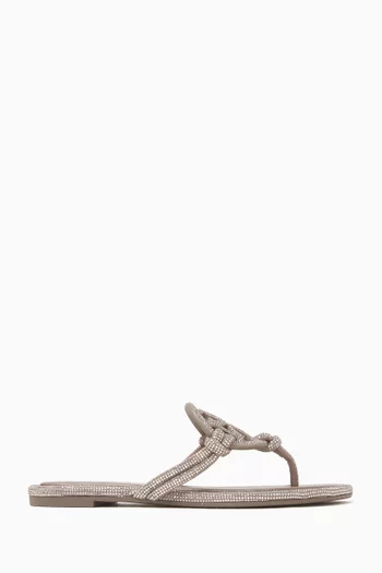 Miller Knotted Pavé Sandals in Leather