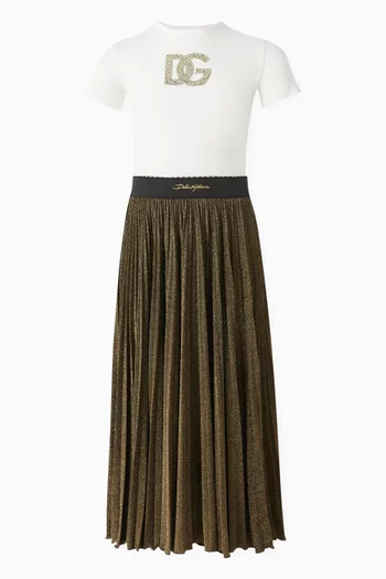 Logo-embroidered Midi Skirt in Lurex