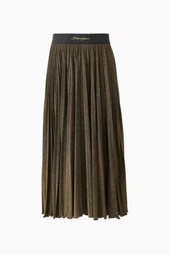 Logo-embroidered Midi Skirt in Lurex