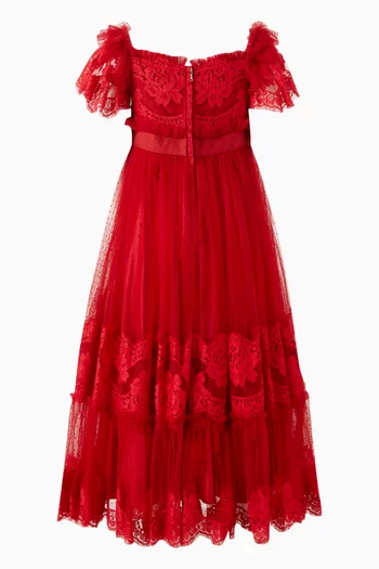 Lace-trim Maxi Dress in Tulle