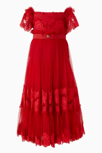 Lace-trim Maxi Dress in Tulle