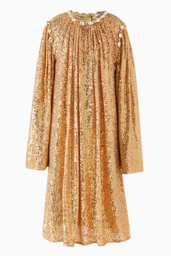 Crystal Sequin-embellished A-line Dress in Tulle