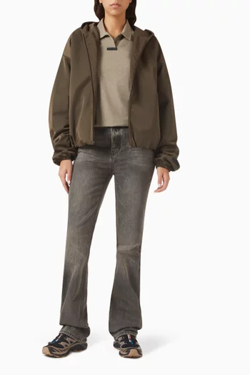 Cropped Polo Shirt in Pique-knit