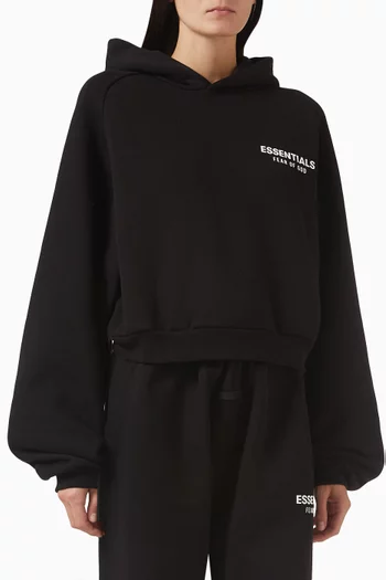 Logo Crop Hoodie in Core Fleece