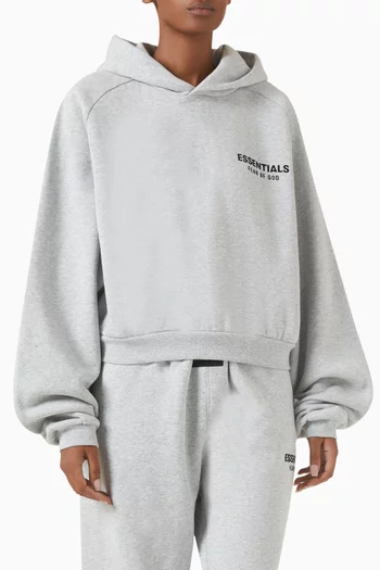 Logo Crop Hoodie in Core Fleece