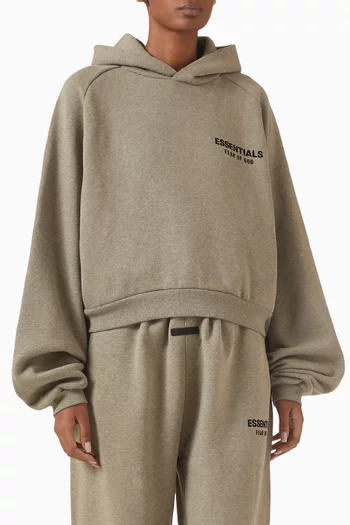 Logo Crop Hoodie in Core Fleece