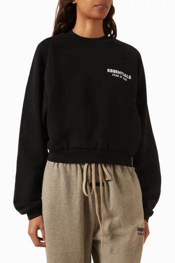 Logo Crop Sweatshirt in Cotton Fleece