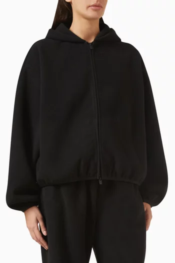 Logo Hooded Bomber Jacket in Brushed-fleece