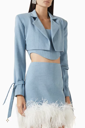 Cropped Blazer in Denim