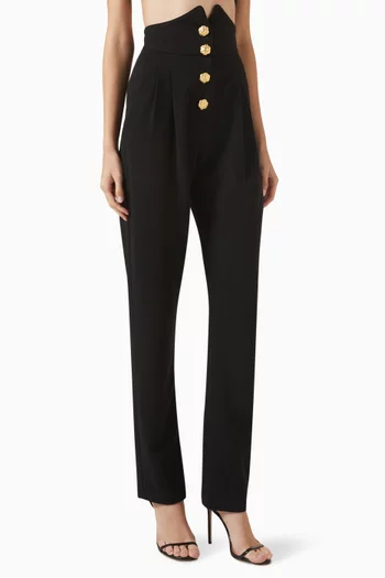 Button Embellished Pants in Crepe