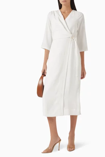 Siri Wrap Midi Dress in Lycra