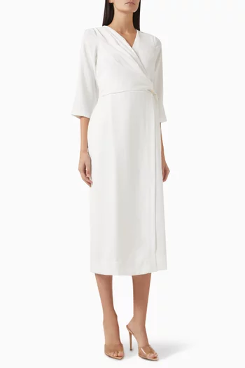 Siri Wrap Midi Dress in Lycra