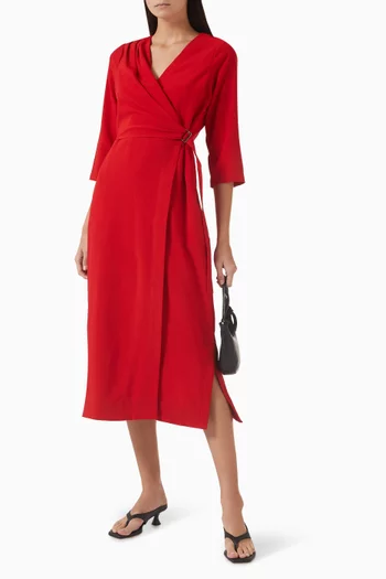 Siri Wrap Midi Dress in Lycra