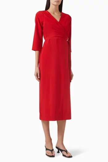 Siri Wrap Midi Dress in Lycra