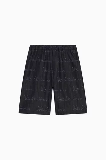 Logo-print Shorts in Cotton-denim