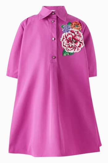 Embroidered Shirt Dress in Cotton