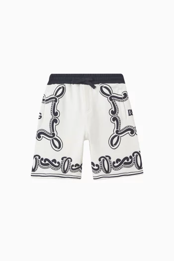 Bandana-print Sweat Shorts in Cotton