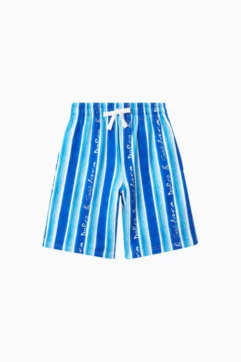 Striped Logo-print Shorts in Cotton