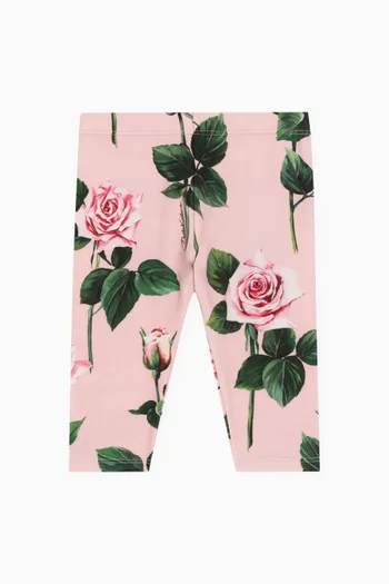 Rose-print Leggings in Cotton