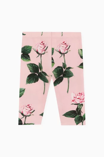 Rose-print Leggings in Cotton