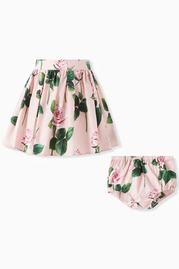 Rose-print Skirt in Cotton-poplin