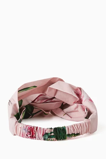 Rose-print Headband in Satin