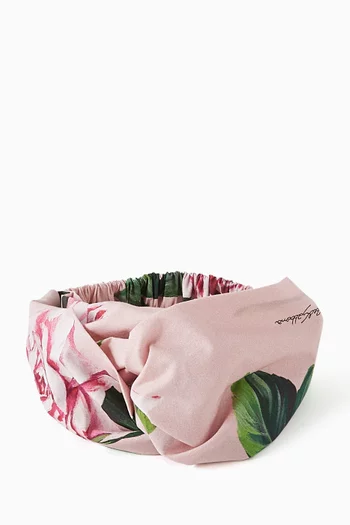 Rose-print Headband in Satin