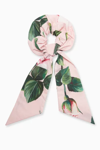 Rose-print Hair Tie in Cotton